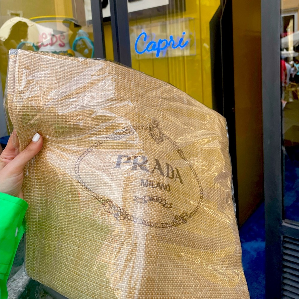 Prada raffia paglia tote - Large size - jute canvas in great used condition - Picture 2 of 5